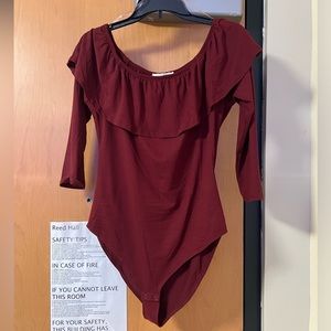 Burgundy body suite